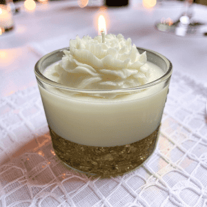 Wedding Guest Table, Decorative White & Gold Peony Candle, 24 oz