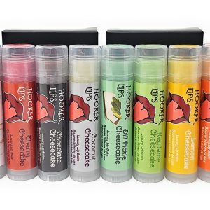 Hooker Lips ~ Luxury Lip Balm: 12 Pack Cheesecake Variety (Made in Canada) Blackberry, Blueberry, Caramel, Cherry, Chocolate, Coconut, Dill Pickle, Key Lime, Lemon, Pumpkin, Raspberry, Strawberry