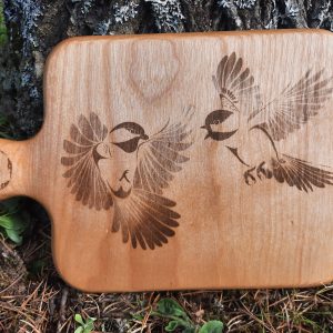 Chickadees' wooden cutting board/charcuterie board