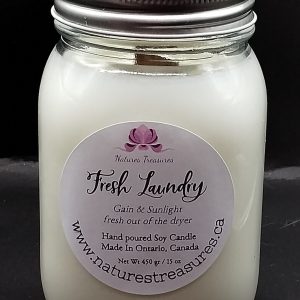 Fresh Laundry Wax Candle - Mason Jar 80+ Hours Burn Time - Wooden Wick