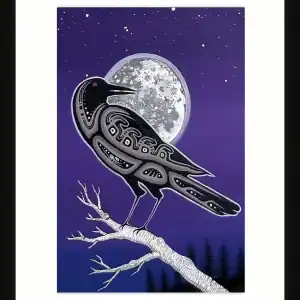 Framed Crow Moon by Indigenous Artist Jeffery Red George
