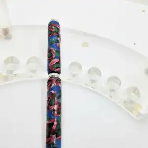 Art Deco Twist Pen in Chrome .Red Poppy designed Pen, Hand turned pen, Handmade
