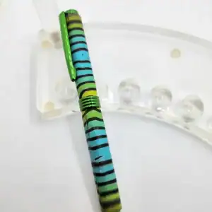 Art Deco Twist Pen in Green .Abstract designed Pen, Hand turned pen, Handmade