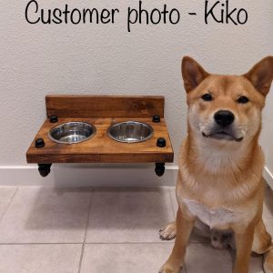Floating dog bowl feeder bottom mount