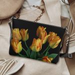 Tulips on Black Crossbody Bag