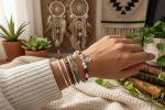 Faceted Garnet & Howlite Bracelet with Sterling Silver Beads & Hamsa Charm