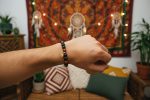 Red Jasper & Onyx Bracelet with 14K Gold-Filled Feather