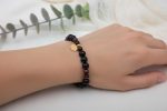Red Tiger Eye & Black Onyx Bracelet with 14K Gold-Filled Disc