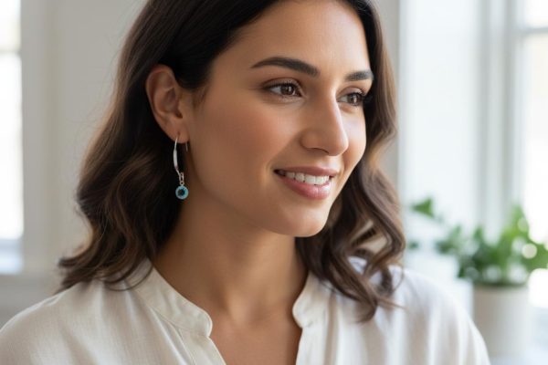 Handmade Sterling Silver Aquamarine Dangle Earrings — March Birthstone