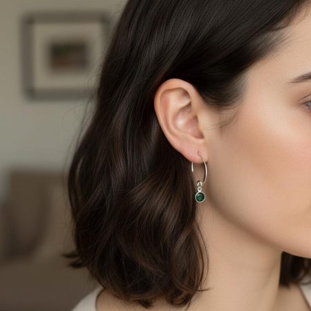 Sterling Silver Emerald Earrings — May Birthstone