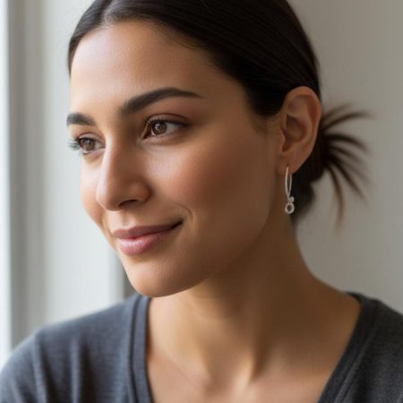 Sterling Silver Crystal Dangle Earrings — April Birthstone
