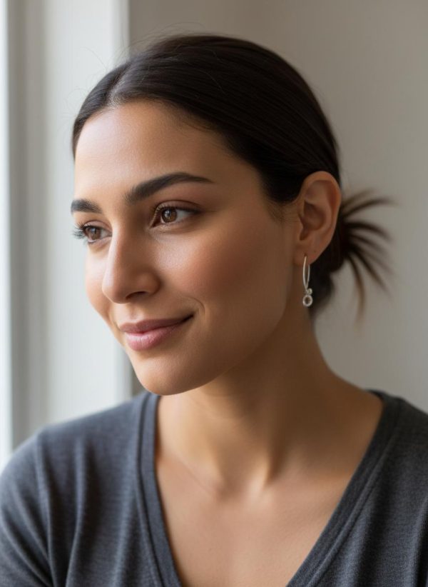 Sterling Silver Crystal Dangle Earrings — April Birthstone