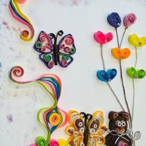 Quilling Love Bear Butterflies Painting