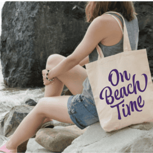 On Beach Time Canvas Tote Bag