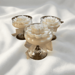 Wedding Guests Table, Lotus Candle - short stem wine glass, 12 oz
