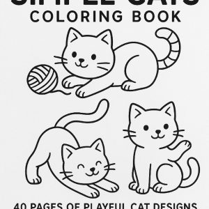 Simple Cats Coloring Book - 40 Pages of Playful Cat Designs - Digital Download