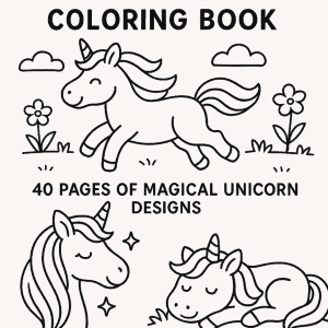 Simple Unicorns Coloring Book - 40 Pages of Magical Unicorn Designs - Digital Download