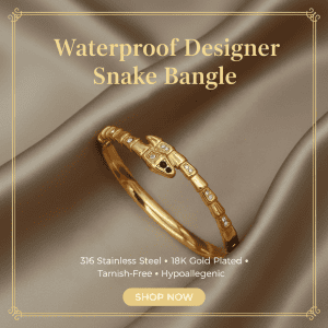 18k Gold Plated Snake Bangle | Tarnish-Free Stainless Steel |