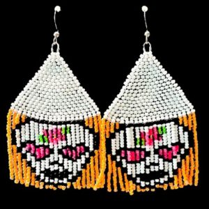 Pastel Goth Sugar Skull Earrings - Dia de los Muertos Beaded Halloween Jewelry - Creepy Cute Accessory