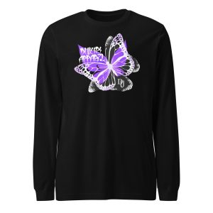 Three butterfly black unisex longsleeve tee