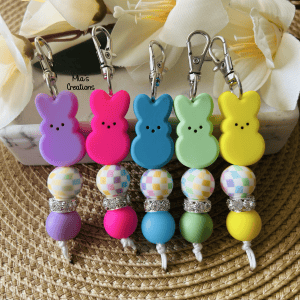 Easter Basket Tag | Easter Gift | Peeps Key Chain | Bunny Key Chain | Bunny Peep | Easter Basket Stuffers | Peep Bunny | Marshmallow Bunny |