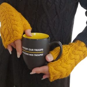 Yellow Handmade in Canada Knitted Fingerless Texting Gloves