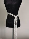 Crochet Sequin Skinny Scarf, White Sequin Neck Tie