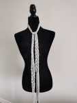 Crochet Sequin Skinny Scarf, White Sequin Neck Tie