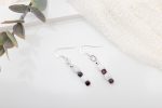 Faceted White Howlite & Garnet Cube Drop Earrings with Sterling Silver Beads