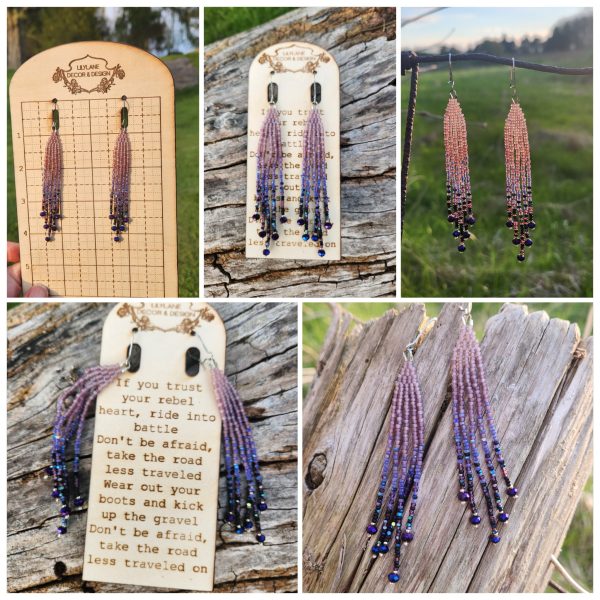 ​Twilight Amethyst Ombre Beaded Fringe Earrings
