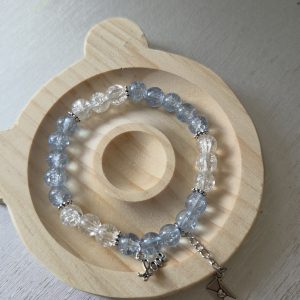 Blue & Clear Crackle Bead "Love" Bracelet – Whimsical Romantic Jewelry