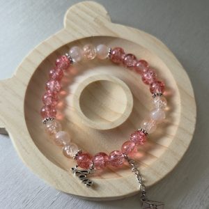 Rose & Blush Crackle Bead "Love" Bracelet – Whimsical Mother's Day Jewelry