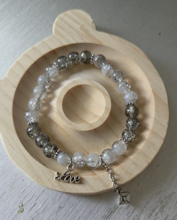 Midnight & Mist "Love" Crackle Bracelet – Sentimental Mother’s Day Gift