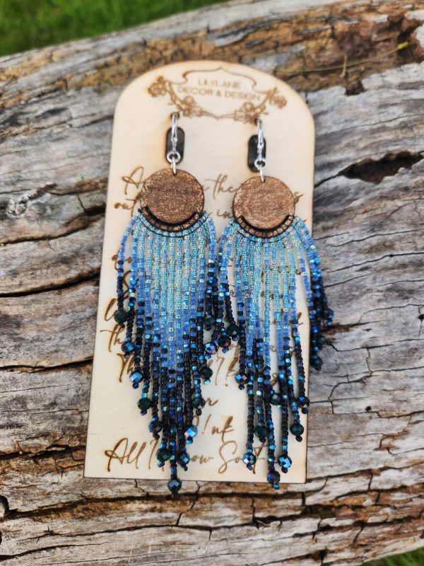 Celestial Midnight Beaded Fringe Earrings