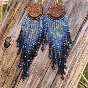 Celestial Midnight Beaded Fringe Earrings