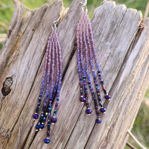 ​Twilight Amethyst Ombre Beaded Fringe Earrings