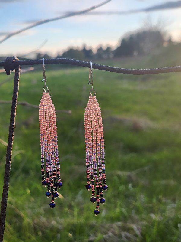 ​Twilight Amethyst Ombre Beaded Fringe Earrings