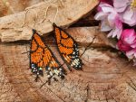 Handcrafted Monarch Butterfly Wing Beaded Fringe Earrings
