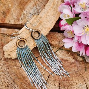 Celestial Midnight Beaded Fringe Earrings