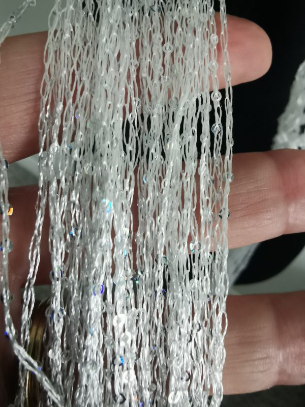 Crochet Sequin Skinny Scarf, White Sequin Neck Tie