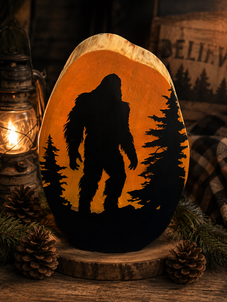 Bigfoot Sunset Live-Edge Wood Slice Art