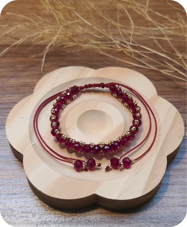 Dark Red Crystal Beads Bracelet