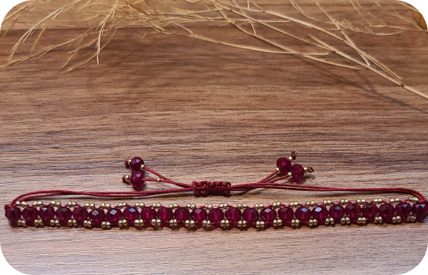 Dark Red Crystal Beads Bracelet