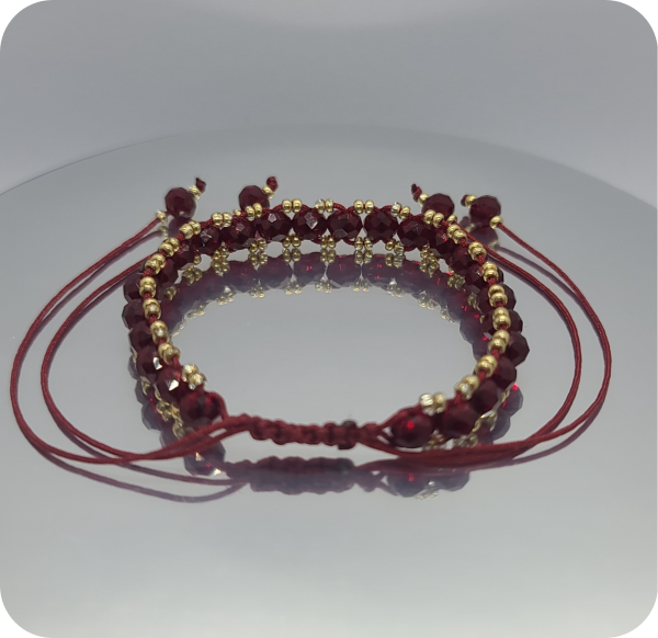 Dark Red Crystal Beads Bracelet