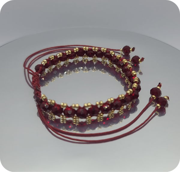 Dark Red Crystal Beads Bracelet