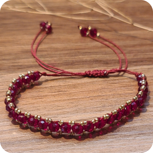 Dark Red Crystal Beads Bracelet