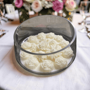 Wedding Party Table, Decorative White Flowers Centerpiece Candle