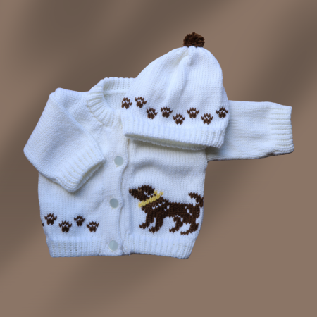 Brown Lab Retreiver Dog Baby Sweater, Handmade Knitted Baby Sweater, Personalized Baby Sweater