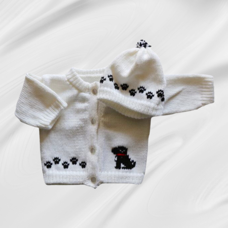 Small Black Dog Baby Sweater, Handmade Knitted Baby Sweater, Personalized Baby Sweater