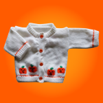 Pumpkin Baby Sweater, Handmade Knitted Baby Sweater, Personalized Baby Sweater